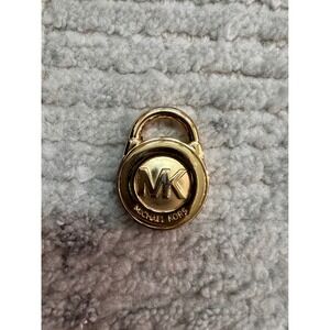Michael Kors Gold Tone Padlock Charm Pendant MK Logo Bag Purse Accessory